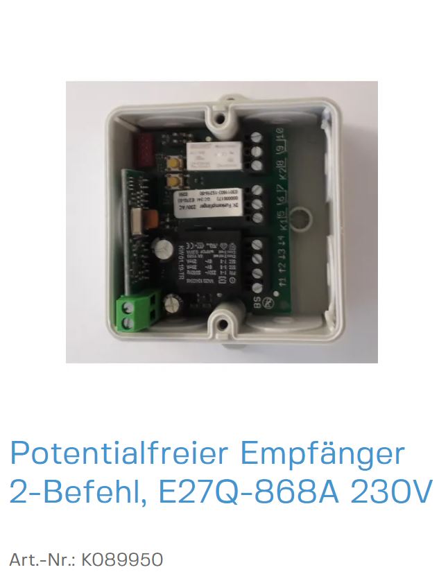 Normstahl Potentialfreier Empfänger 2-Befehl, E27Q-868A 24V