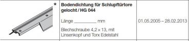 Hörmann Zubehör für Torglieder der Baureihe 40 Bodendichtung für Schlupftürtore ohne Stolperschwelle gelocht HG 044, 3064283