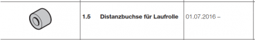 Hörmann Distanzbuchse für die Laufrolle Doppelgaragen-Schwingtor N 500, 4631039