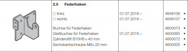 Hörmann Federhaken rechts, Doppelgaragen-Schwingtor N 500, 4649107