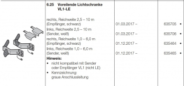 Hörmann voreilende Lichtschranke VL1 LE rechts Reichweite 2,5–10 m-Empfänger, schwarz, 635705