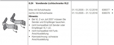 Hörmann voreilende Lichtschranke VL2 rechts mit Schutzhaube, 638378