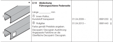 Hörmann Abdeckung Führungsschiene Federseite für Innen-Rolltor und Rollgitter RollMatic, 8991230