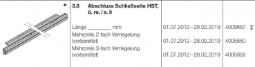 Hörmann Abschluss Schließseite (HST42) komplett, 3-fach Verriegelung vorbereitet, 4005858