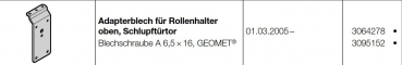 Hörmann Adapterblech für Rollenhalter oben, Schlupftürtor für Baureihe 40, 3064278