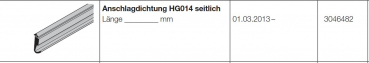 Hörmann Anschlagdichtung seitlich-HG014, Baureihe 30-40-50-60, 3046482