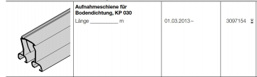 Hörmann Aufnahmeschiene für Bodendichtung, KP 030, Baureihe 40, LPU 67 Thermo (Privat Tore), 3097154