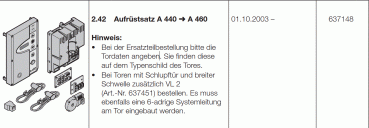 Hörmann Aufrüstsatz von der Steuerungen B440 auf B460, 637147