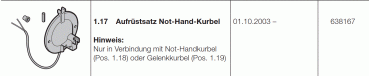 Hörmann Aufrüstsatz Nothandkurbel Industrieantriebe WA 500 FU, 63