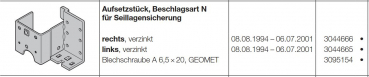 Hörmann Aufsetzstück Beschlagsart N für Seillagensicherung für die Industrietore der Baureihe 30 rechts, 3044666