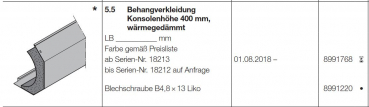 Hörmann Behangverkleidung Konsolenhöhe 400 mm, wärmegedämmt HG 75 TD, 8991768