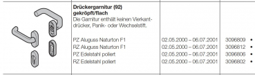 Hörmann Drückergarnitur (92) gekröpft-flach Aluguss Naturton F1 Baureihe 30-40-50-60, 3096812