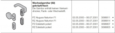 Hörmann Wechselgarnitur 92 gekröpft-flach Aluguss Naturton F1, Baureihe 30-40-50-60, 3096811