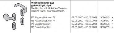 Hörmann Baureihe 30-40-50-60, Wechselgarnitur 92 gekröpft-gekröpft Edelstahl gebürstet Rundzylinder, 4016896