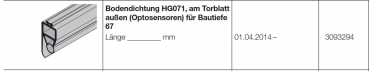 Hörmann Bodendichtung HG071 am Torblatt außen Optosensoren für Bautiefe 6, 3093294