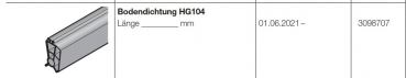 Hörmann Bodendichtung HG104 für die Baureihe 60, 3098707