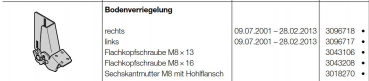 Hörmann Bodenverrieglung links für die Industrietor der Baureihe 40,50, 3054915, 3096717