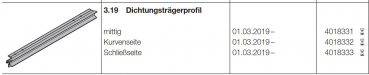 Hörmann Dichtungsträgerprofil mittig, Seiten-Sektionaltor, 4018331