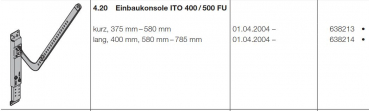 Hörmann Einbaukonsole kurz ITO 400 Lamelle 375 mm bis 580 mm, 46129, 638213