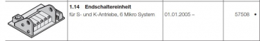 Hörmann Ersatzteile für Roll-und Rolltorantriebe:  Endschaltereinheit für Steck-und Kettenantriebe-6  ​Mikro System,57508