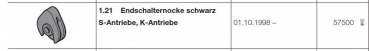 Hörmann Ersatzteile für Roll-und Rolltorantriebe:  Endschalternocke schwarz Steckantriebe-und  ​Kettenantriebe, 57500