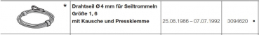 Hörmann Ersatzteil für die Baureihe 20-30-40-50-Allgemeines Zubehör-Drahtseil 4 mm mit Terminal Beschlagsart L, LD, 3094621