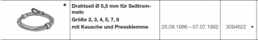 Hörmann Ersatzteil für Die Baureihe 20-Allgemeines Zubehör-Drahtseil durchmesser 5,5 mm für Seiltrommeln Stück Größe 2-3-4-5-7-8, 3094622