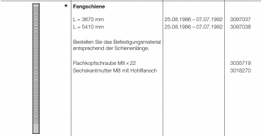 Hörmann Zargen Fangschiene L-3670 mm für Industrietore-Baureihe 20-30, 3097037