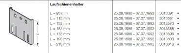 Hörmann Laufschienenhalter L-93mm für Industrietore-Baureihe 20-30, 3013391