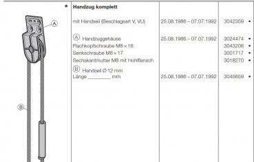 Hörmann Handzug komplett mit Handseil (Beschlagsart V, VU) Baureihe 20, 3042359