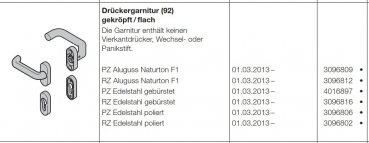 Hörmann Drückergarnitur (92) gekröpft-flach Edelstahl gebürstet Baureihe 30-40-50-60, 3096816