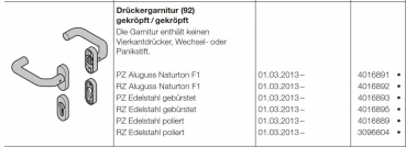 Hörmann Drückergarnitur 92 gekröpft-gekröpft Profilzylinder Aluguss Naturton F1, Baureihe 30-40-50-60, 4016891