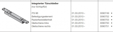 Hörmann Integrierter Türschließer ITS 96 nur Schlupftür Beschlagsteile für Türen der Baureihe 40-50-60, 3090749