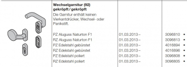 Hörmann Baureihe 30-40-50-60, Wechselgarnitur 92 gekröpft-gekröpft Edelstahl gebürstet Rundzylinder, 4016896