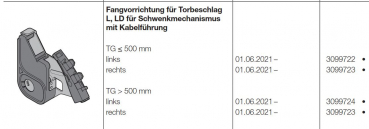 Hörmann Fangvorrichtung rechts für Torbeschlag  L, LD TG größer 500 mm Baureihe 60, 3099723