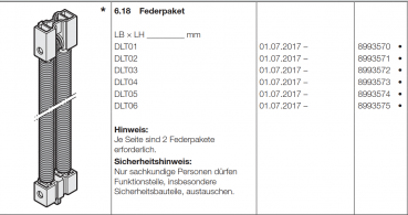 Hörmann Federpaket DLT01 für Garagen-Deckenlauftor - RollMatic OD, 8993570