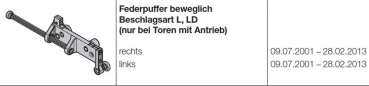 Hörmann Federpuffer beweglich für dir Beschlagsart L LD nur bei Toren mit Antrieb rechts für die Industrietorbaureihe 20-30-40-50, 3055244