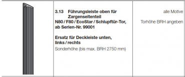 Hörmann Führungsleiste oben für Zargenseitenteil N80 / F80 bis BRH 2750 ab Serien-Nr. 99001, 1045376