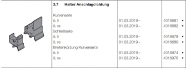 Hörmann Halter Anschlagdichtung, Kurvenseite öffnet links, Seiten-Sektionaltor, 4016681