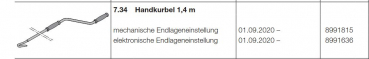 Hörmann Handkurbel 1,4 m elektronische Endlageneinstellung Garagen-Rolltor RollMatic, 8991636