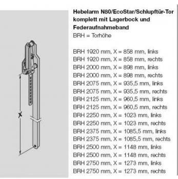 Hörmann Hebelarm N80 komplett für die Torhöhe 2000 mm von innen gesehen links, 1049502