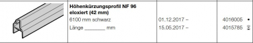 Hörmann Höhenkürzungsprofil NF 96 eloxiert (42 mm) Meterware, der Baureihe 40 (Privattor), 4015785