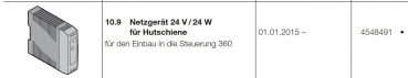 Hörmann Netzgerät 24 V/24 W für Hutschiene  für den Einbau in die Steuerung 360, 4548491