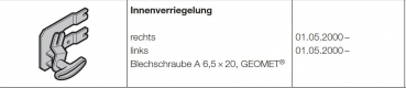 Hörmann Innenverriegelung Ausführung links (von innen gesehen) für Baureihe 40, 3054120