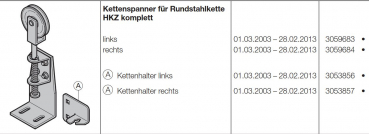 Hörmann Ersatzteil für die Baureihe 20-30-40-50 Allgemeines Zubehör-Teil A Kettenhalter links. 3053856