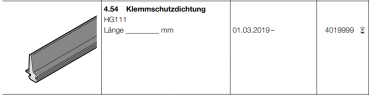 Hörmann Klemmschutzdichtung HG111, BR 30 Seitenmsektionaltor, 4019999, per Meter