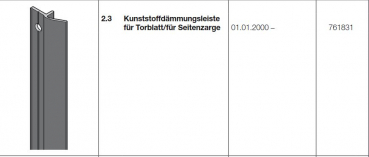 Hörmann Kunststoffdämmungsleiste für Torblatt/für Seitenzarge für Berry DF 95 / 98 , 761831