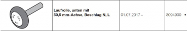 Hörmann LPU 67 Thermo Laufrolle, unten mit  50,5 mm-Achse, Beschlag N, L Baureihe 40, 3094900