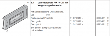 Hörmann Lamellenprofil PU 77 OD mit Verglasungselementen Decopaint, für Garagen-Deckenlauftor - RollMatic OD, 8993421