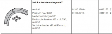 Hörmann Laufschienenbogen-Set 90 grad für Renomatic und EcoStar, 4012153